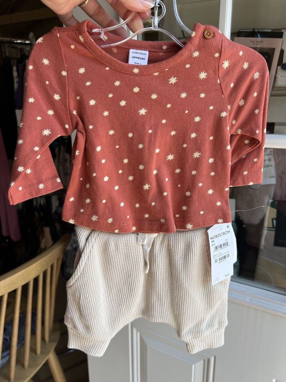 Nordstrom Newborn Rust & Beige 2 Piece Set
